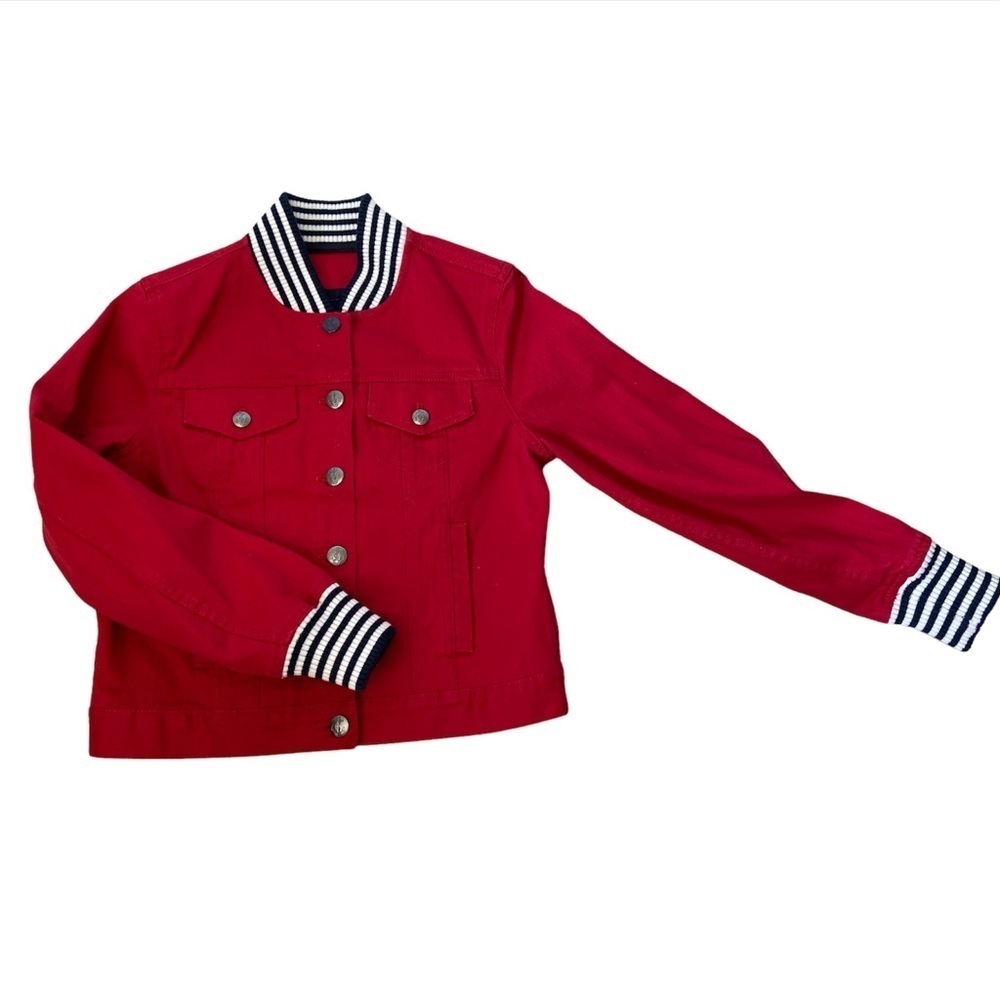 Red Sperry Top-Sider denim jacket size small